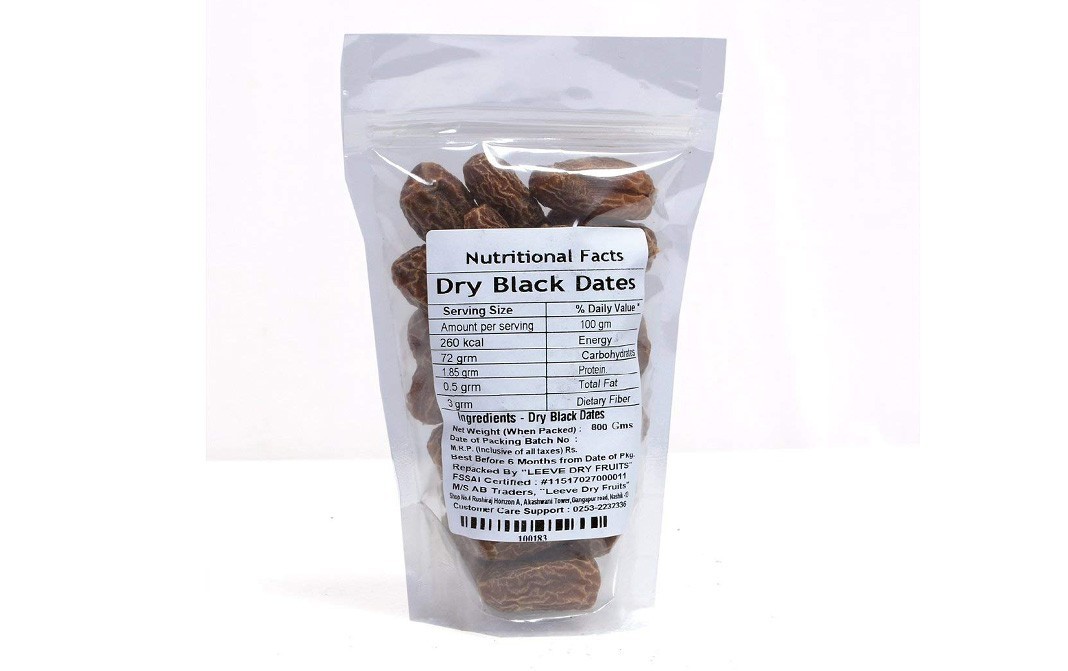 Leeve Dry fruits Dry Black Dates    Pack  800 grams